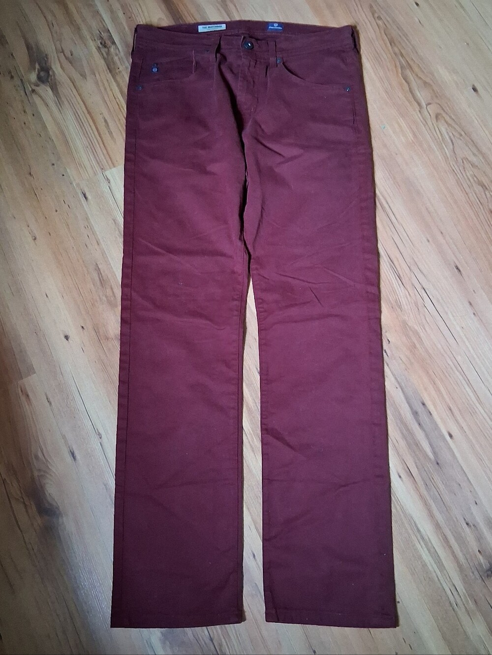 AG Adriano Goldschmied Men's Deep Wine Red Pants